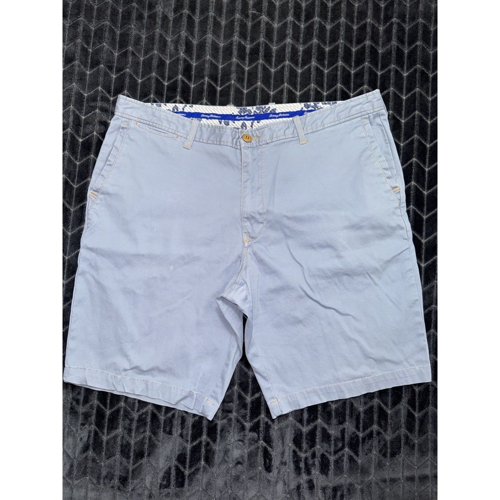 Tommy Bahama Mens Shorts Blue Chino Flat Front Casual Logo Size 40